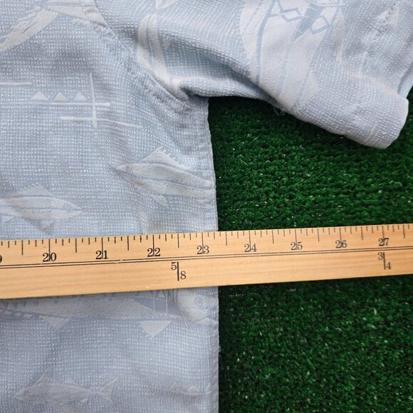Quicksilver Shirt Mens Large Blue Waterman Collection Fish AOP Outdoors‎ Summer - Picture 5 of 11